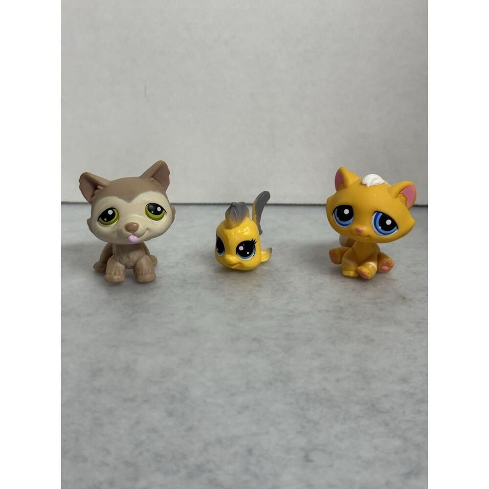 KITTEN CAT #349 -Husky Dog #358-Yuki Goldfin #3-51 Littlest Pet Shop Hasbro LPS